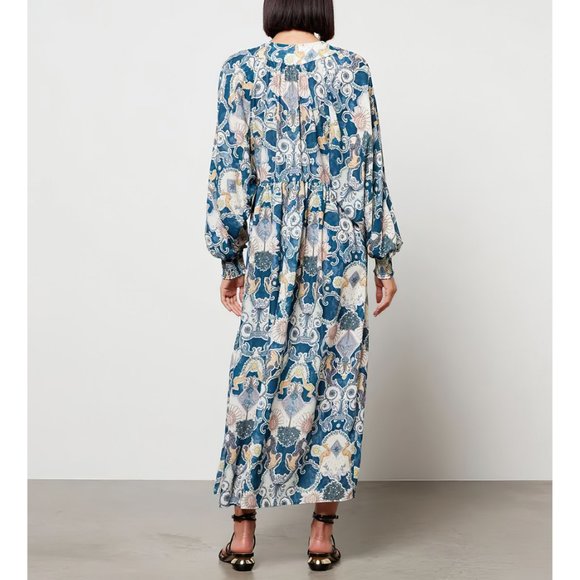 See By Chloé Women's Lovers Print Long Sleeve Midi Floral Dress Blue - Picture 2 of 12